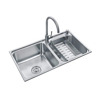 China With Faucet High Grade Stainless Steel Double Bowl Kitchen Sink Handmade Stainless Steel Kitchen Sink for sale