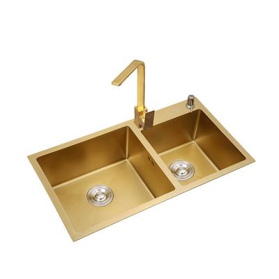 China With Faucet Gold Color Undermount Stainless Steel Custom Nano Size Kitchen Sink for sale