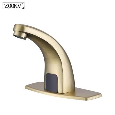 China Sense Faucets Sensor Faucet Deck Mounted Automatic Stop Bathroom Sensor Faucet Mixer Water Faucets for sale