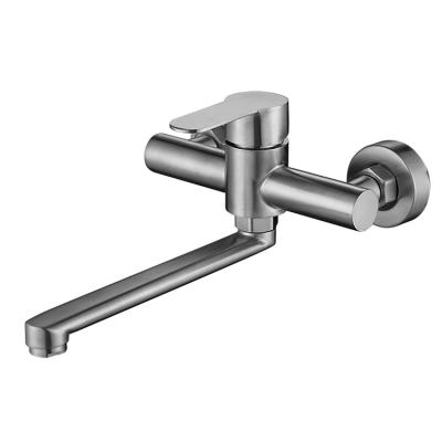 China Wall Mounted 304 Stainless Steel Single Handle Bathroom Taps 2 Way Shower Bathtub Faucet 2 Way Cold And Hot Mixer Tap With Long Spout for sale