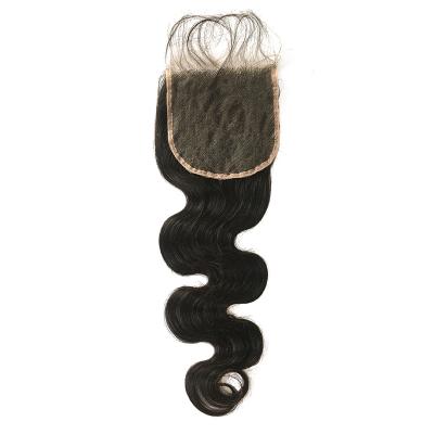 China Hot Sale 5*5 Lace Closure Body Wave 10a Transparent Grade Raw Indian Hair 100% Indian Hair Small Knots Preplucked In Stock for sale