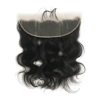 China Virgin Hair 100% Body Wave 150 Density Body Wave Pre Plucked Swiss Transparent 13*4 Lace Frontal Closure for sale