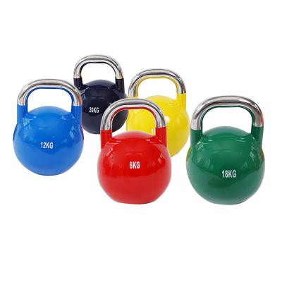 China Custom Logo Coating High Quality Plated 10Kg Kettlebell Dumbbell Wholesale Home Fitness Adjustable Colorful Cast Iron Competition for sale