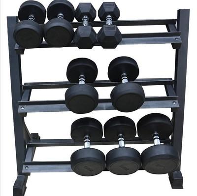 China Universal High Quality Hex Dumbbell Rack Three Layer Fitness Iron Weightlifting Strength Training Commercial Dumbbell Rack for sale