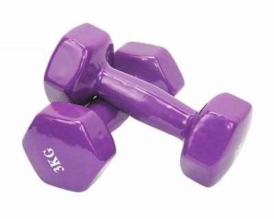 China Matte Non-Slip Dip Dumbbell In Stock Dropshipping 0.5 1.5 Kg Fitness Equipment Rubber Round Vinyl Hex Non-Slip Wear-Resistant Dumbbell for sale