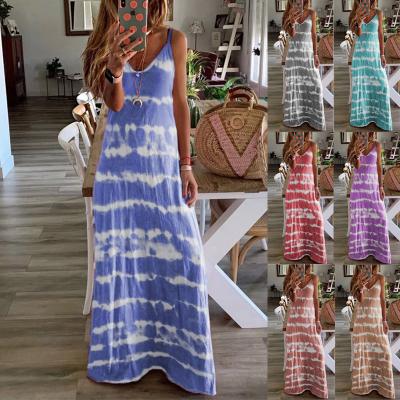 China European and American women's 2021 new breathable dresses with loose print vest and long dress plus size beach skirt for sale