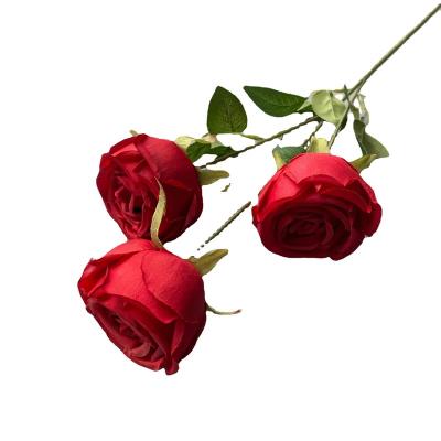 China Wholesale Real Touch Artificial Single Red Rose Rose Bouquet Silk Flower Home Wedding Decoration Artificial Rose Home.Party.Restaurant.Bar.Hotel.Wedding for sale