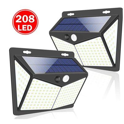 China Outdoor Solar Powered Sunlight Garden 208 LED Wall Light Solar Waterproof Security Light PIR Motion Sensor Garden Light for sale