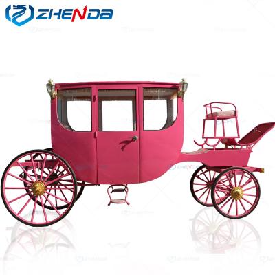 China Q235B Steel Structure Pink Electric Sightseeing Horse Carriage (Customization Accepted) with Lights, Romantic Wedding Carriage for sale