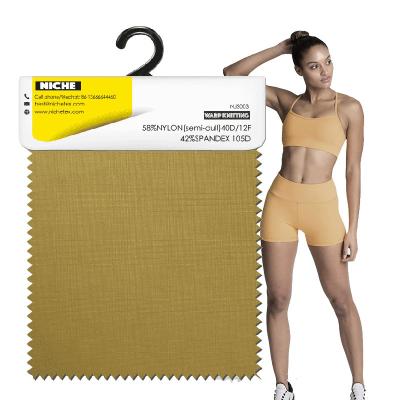 China Viable OEM Customized Elastane Nylon Skin Color Spandex Friendly Elastic Plain Dying Knitting Fabric For Sportswear Bikini Swimwear for sale