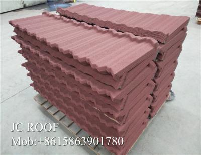 China Building Material Stone Coated Roofing Sheet , Stone Chips Coated Metal Roof Tile Shingles for sale