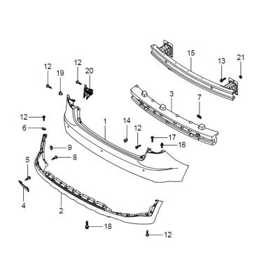 China SSANGYONG 7882434001 7882634001 7881135300 Tivoli Rear Bumper ACTYON KYRON REXTON KORANDO C MUSSO RODIUS TIVOLI Skin for sale