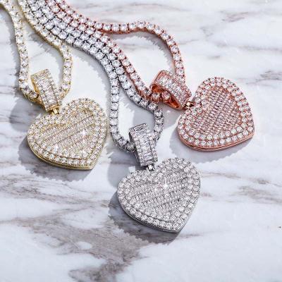 China FASHIONABLE Hop Personalized Custom Iced Out Love Heart Photo Frame Pendant Necklace for sale