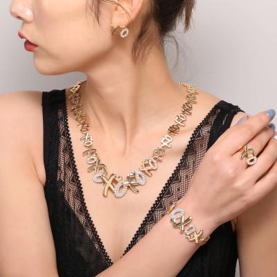 China 2021 TRENDY hot sale 18k gold mix style women kids jewelry sets, hearts xoxo necklace set jewelry for sale