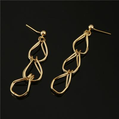 China TRENDY 18K Gold Link Chain Dangle Earrings Link Drop Earrings 925 Brass Silver Needle for sale