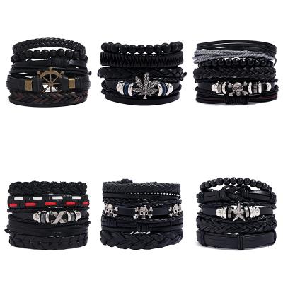 China CLASSIC Leather DIY Suit Bracelet Hand - Woven Mens Leather Bracelet Multi Layer Bracelet for sale