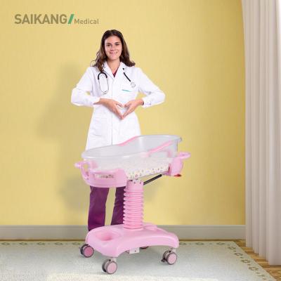 China Beau X01-1 3 Function Hospital Plastic Hydraulic Adjustable Manual Pediatric Newborn Baby ICU Bed Crib for sale