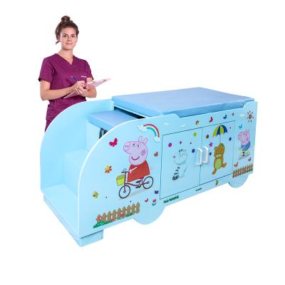 China X20 Modern Cartoon Pediatric Wooden Examination Bed Medical Treatment Children Examination Table With Locker for sale