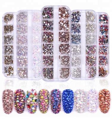 China Decorate Crystal Nail Art Accessories 3D Flat Bottom Nail Manicure Misscheering Multi-size Nail Glass Decorations Rhinestones for sale