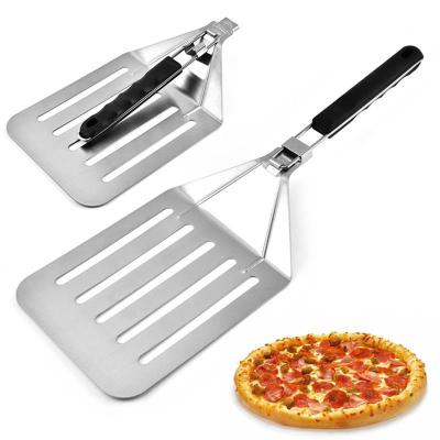 China Custom Folding Perforated Household Pizza Baking Tools Metal Pizza Peel Stainless Steel Pizza Shovel for sale