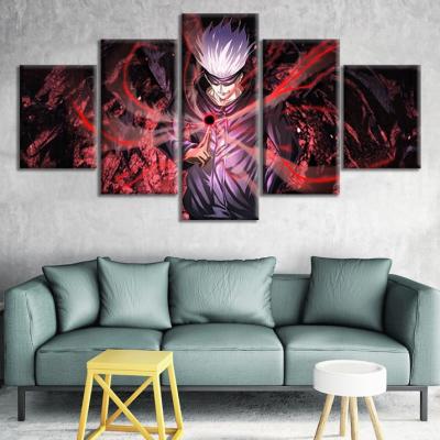 China Waterproof+ECO-Friendly 5pcs Anime Jujutsu Kaisen Poster Animation Wall Stickers Satoru Gojo Power Oil Painting Canvas Art Paints Wall for sale