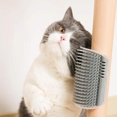 China Viable Pet Supplie Design U-shaped Dismountable Cat Itchy Cleaning Device With Catnip Powder Inside Massage Brush for sale