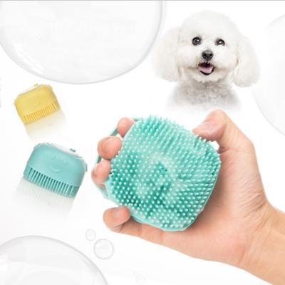 China Cat Dog Bath Shampoo Dispenser Sustainable Brush Glue Soft ABS Material Combable And Bathable Pet Bath Brush for sale