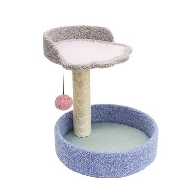 China Modern Pet Cat Product Tall Modern Wood Gray Floor To Ceiling Cat Tower Wood Cat Tree Tiered for sale