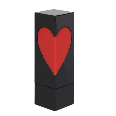 China Cosmetics Empty Mini Lipstick Tubes Bottom Twist Refillable Lip Balm Bottles Containers,DIY Love Heart Black Square Plastic Homemade Tube for sale