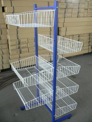 China 5 Tier Wire Slipper Shop Display Stands With Double Side Basket for sale