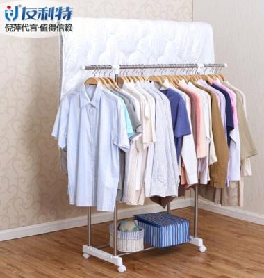 China Scalable Height Dual Rods Clothes Display Rack / Commercial Standing Cloth Drying Hanger for sale