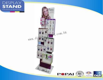 China Rotating Display Racks 4-tier Wheel Rim Display Rack Cosmetic Product Display Stands for sale