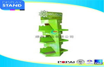 China Green advertising Cosmetic Display Stands corrugated pop stand with 3 tier for cosmetic for sale