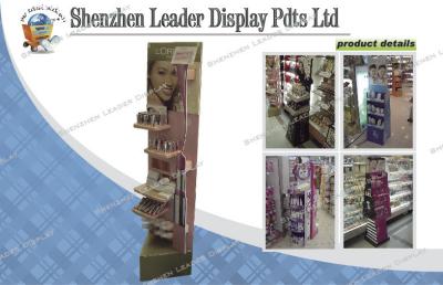 China Advertising Makeup / Cosmetic Carton Display Stands For Sales Retail With Hooks for sale