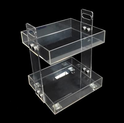 China Easy Movable Hot Sale Double Layer Wheel Installed Flexible Acrylic Trolley for sale