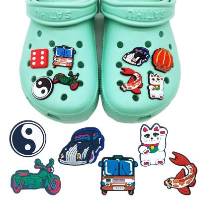 China Wholesale Custom Shoe Accessories PVC Shoe Buckle National Fancy Mahjong Lantern Fancy Carp Shoe Charms Buckle Decorations Adjustment Women's Shoes for sale