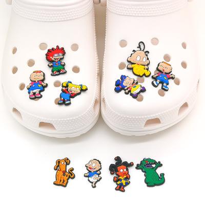 China Hot Sale PVC Shoe Buckle Shoe Decoration Rugrats In Paris Cartoon Shoe Charm Accessories Wholesale Custom Fit Trinkets Kids Sandals for sale