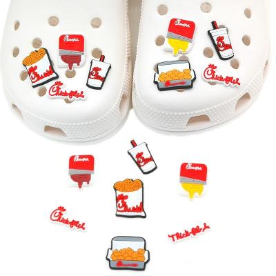 China Wholesale Shoe Buckle PVC Shoe Charm CHICK-FIL-A Shoe Ornaments Customization Cartoon Shoe Buckle Decoration Fit Sandals Bracelets Kids for sale