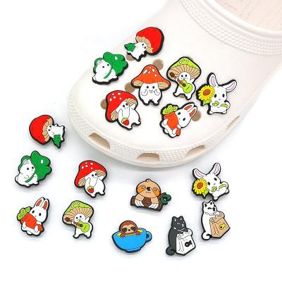 China Hot Shoe Buckle PVC Shoe Accessories Cute Rabbit Anime Shoe Buckle Wholesale Custom Shoe Charm Decorations Fit Kids Sandals Wristbands Gift for sale