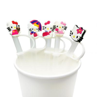 China Straw Toppers Hello Kitty Cartoon Contemporary Silicone Straw Tips Reusable Airtight Splash Resistant Drinking Straw Covers Suitable Party Supplies for sale