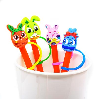 China Plastic Straw Topper PVC Happy Easter Egg Straw Cover Straw Plug Universal Splash Proof Drinking Dust Cover Fit Party Cup Accessories for sale