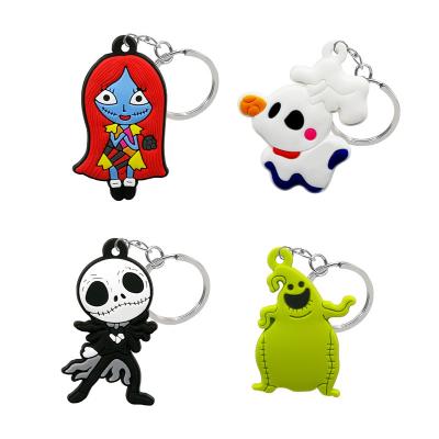 China Rubber Key Chain Halloween Style Nightmare Before Christmas Custom Keychain Key Holder Fit Kids Boy Girl Keys Bag Trinket for sale