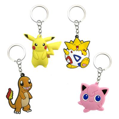 China Hot Anime Cartoon Series Kawaii Pikachu Key Chain Holders Fit Men Kids Bag Wallet Keys Key Accessories Custom Rubber Key Rings for sale