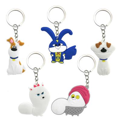 China Wholesale Rubber Keychains The Secret Life Of Pets Cartoon Keyring Anime Movie Character Key Holder Fit Kids Keys Decor for sale