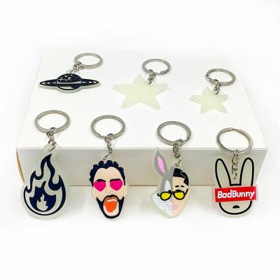 China Custom Fluorescent Rubber Wholesale Soft PVC Key Holder Bad Rabbit Series Key Chains Fit Men Women Keys Bag Accessories Trinkets for sale