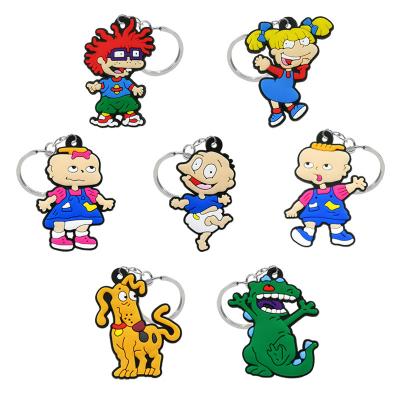 China Wholesale Custom Keychains PVC Rubber Rugrats In Paris Cartoon Keychain Fun Anime Character Key Holders Fit Kids Key Binder Decor for sale