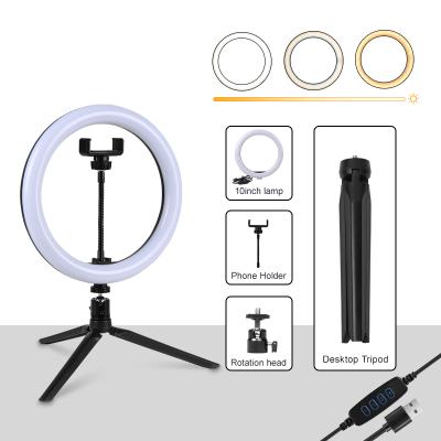 China Mini 10 Inch Sufficiency Desktop Light Table Camera Portable Beauty Photography Makeup Tripod Stand Led Circle Selfie Ring Ligh for sale