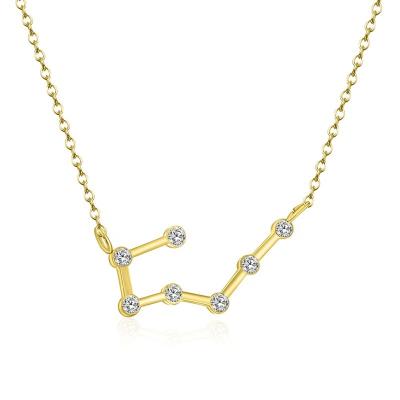 China FASHIONABLE Factory Direct Selling Horoscope Jewelry Stainless Steel Gold Diamond Horoscope Necklace Pending Color For Memorial Gift for sale