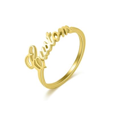 China Silent Custom Ring Stainless Steel 18K Gold Plating Name Ring Wedding Romantic Border Sales Popular Women for sale