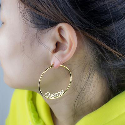 China Hot-selling Fashion FASHION Amazon Jewelry Stainless Steel 18K Gold Plating Custom Custom Around Bow Name Closed Earring for sale